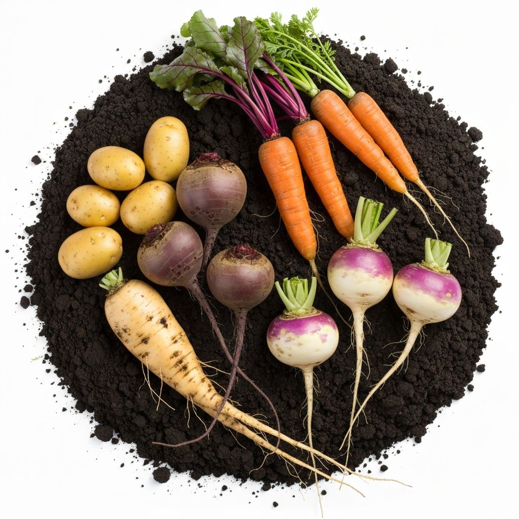Root vegetables from soil