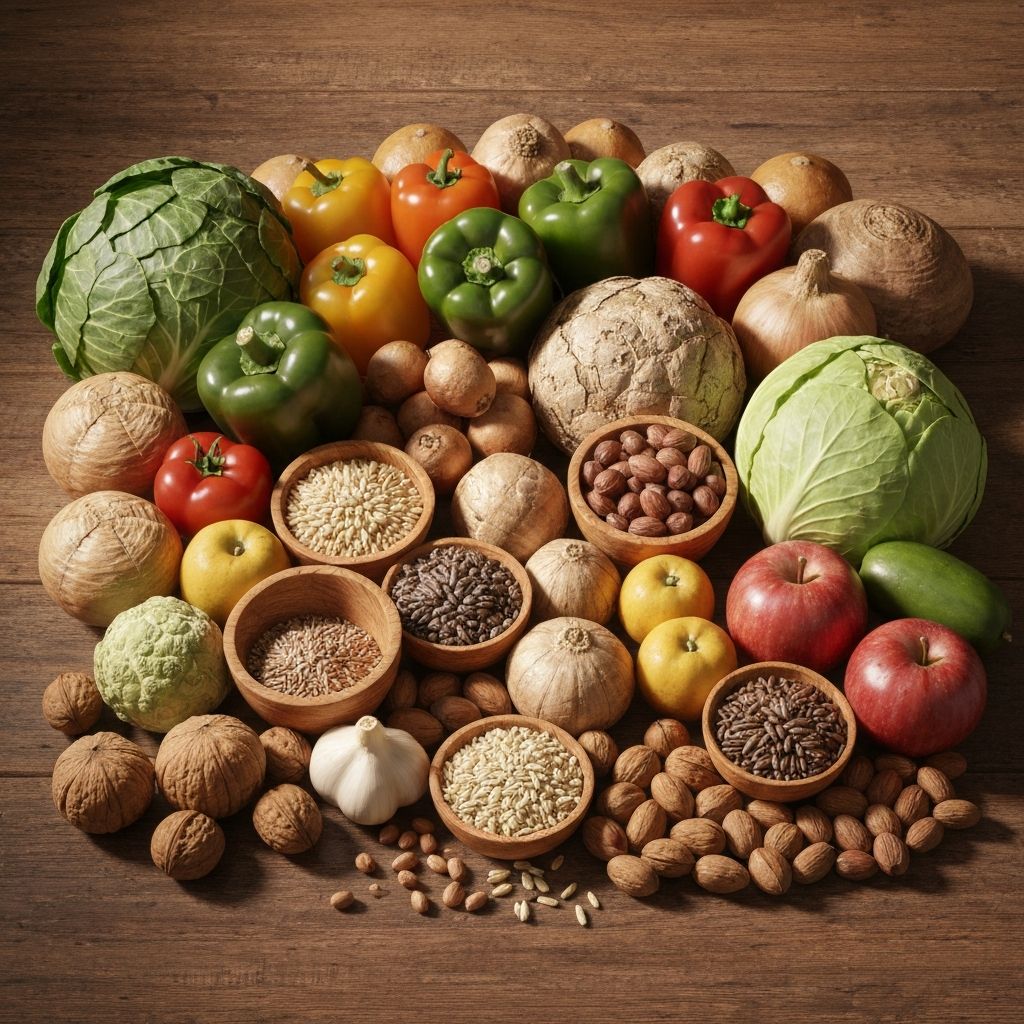 Whole natural foods in organic arrangement